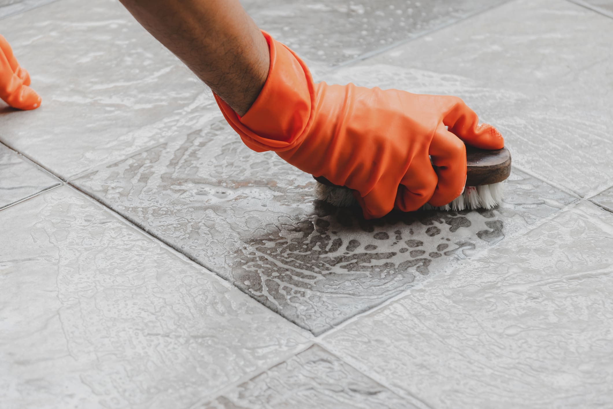 Washroom floor cleaning.